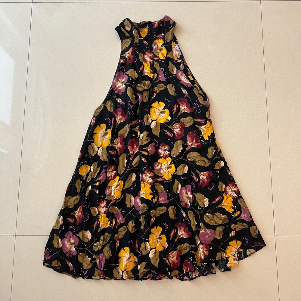 FREE PEOPLE Black and Yellow Mini Flowy Dress